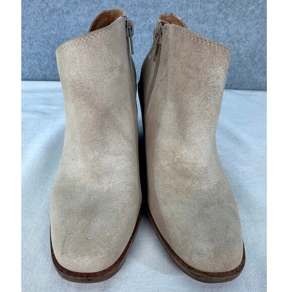 Lucky Brand Woman’s sz 6 Melindi Wedge Bootie Camel Suede Leather Size Neutral - Picture 3 of 8